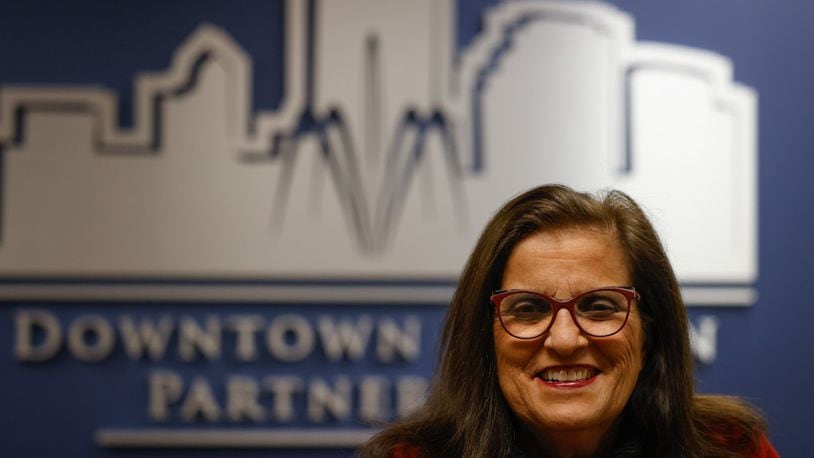 President of the Downtown Dayton Partnership, Sandy Gudorf is stepping down from her longtime role as president. JIM NOELKER/STAFF