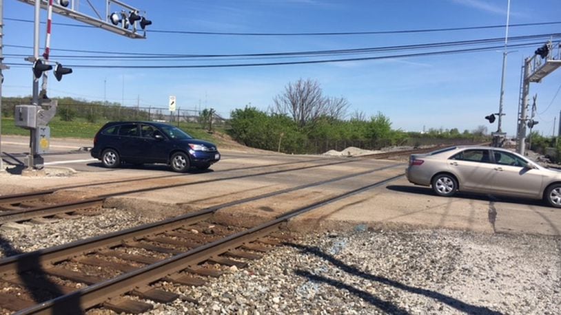 Moraine police have cited Norfolk Southern Railroad eight times this year for blocking traffic at the Main Street crossing between Ohio 741 and Dryden Road. NICK BLIZZARD/STAFF