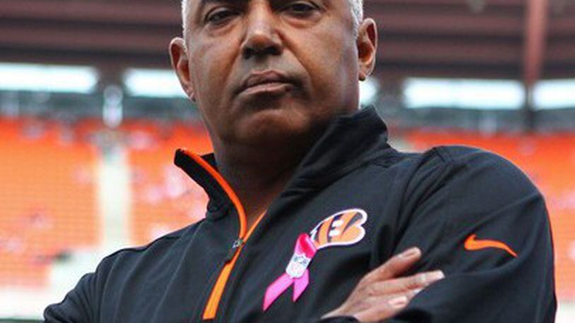 Oct 14, 2012; Cleveland, OH, USA; Cincinnati Bengals head coach Marvin Lewis before the game against the Cleveland Browns at Cleveland Browns Stadium. Mandatory Credit: Raj Mehta-US PRESSWIRE