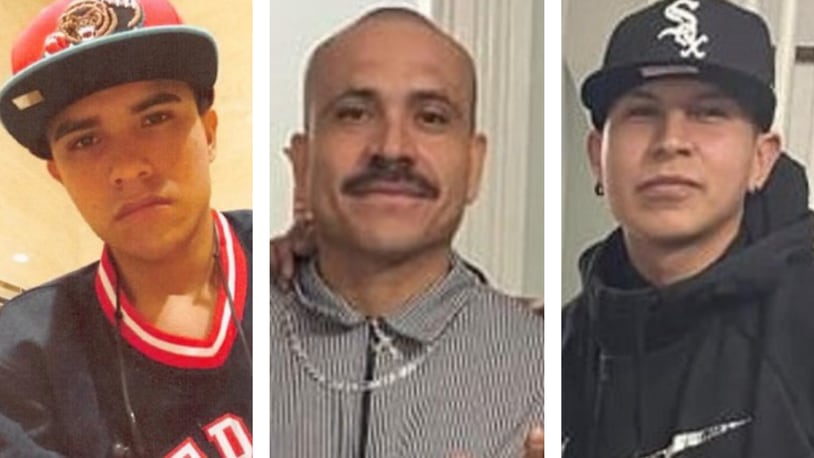 Luis Eduardo Hidalgo Flores , left, Juan Antonio Hidalgo Flores , middle and Oscar Daniel Flores-Lara, right are sought in connection to a stabbing incident that happened at Hamilton's FOP Lodge May 7, 2022. HAMILTON POLICE DEPARTMENT