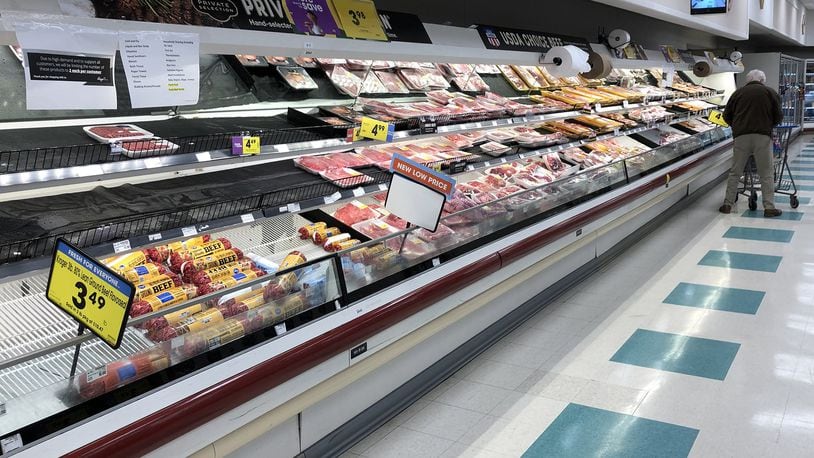 The meat department at Kroger in Springfield. BILL LACKEY/STAFF
