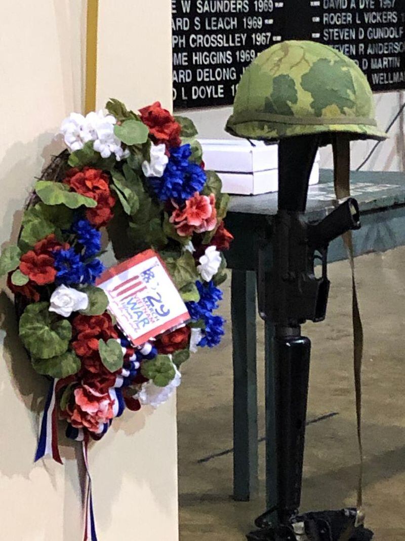 Lagonda Chapter of the Daughters of the American Revolution participated in the local Vietnam Veterans Day of Remembrance for the first time by contributing a wreath. Photo by Brett Turner