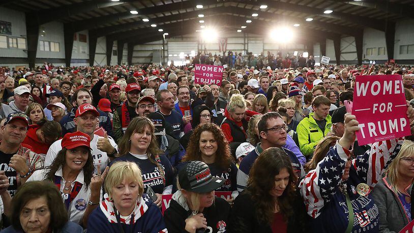 Thousands of people crowded into the Champions Center at the Clark County Fairgrounds Thursday to see Donald Trump during a campaign stop. Bill Lackey/Staff