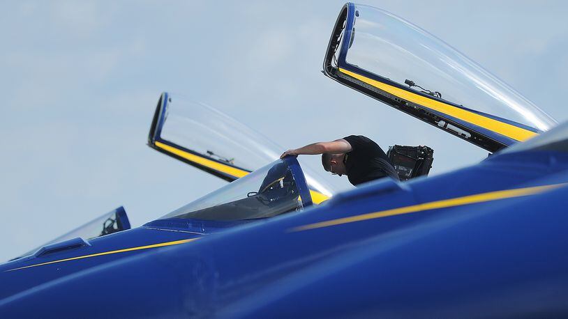 The U.S. Navy Blue Angels team arrived in Dayton on Thursday July 28, 2022. The team will perform at the CenterPoint Energy Dayton Air Show Presented by Kroger this weekend.  MARSHALL GORBY\STAFF