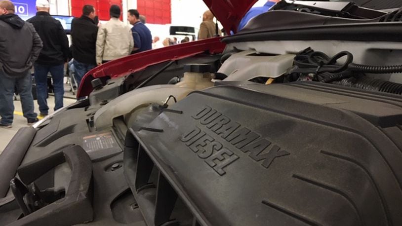 A shot of a diesel engine made in the Moraine DMAX plant, at a GM event last November announcing a new DMAX plant in Brookville. THOMAS GNAU/STAFF