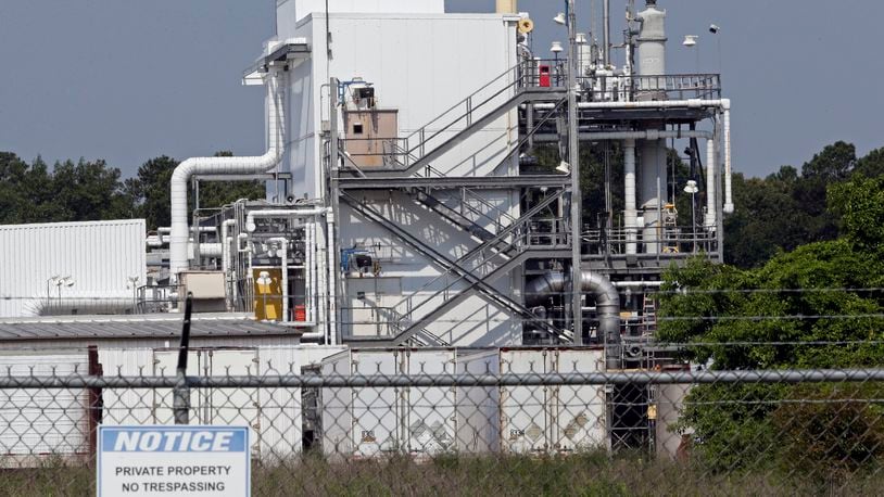 FILE - The Chemours Company's PPA facility at the Fayetteville Works plant near Fayetteville, N.C. where the chemical known as GenX, a PFAS, is produced is shown June 15, 2018. The Environmental Protection Agency on Friday, Aug. 26, 2022, designated two “forever chemicals” used in cookware, carpets and firefighting foams as hazardous substances, clearing the way for quicker cleanup of the toxic compounds, which have been linked to cancer and other health problems. (AP Photo/Gerry Broome, File)