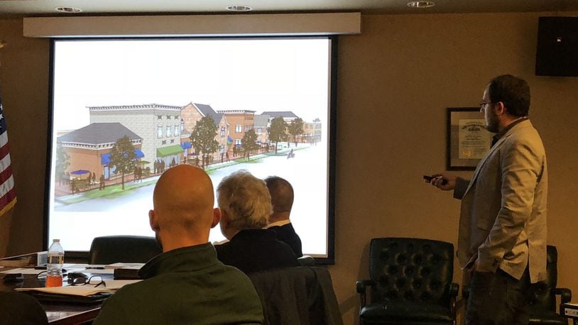 Architect Stephen Starkey queries Lebanon City Council about design features for the proposed $18 million development proposed at 511 N. Broadway in Lebanon. STAFF/LAWRENCE BUDD