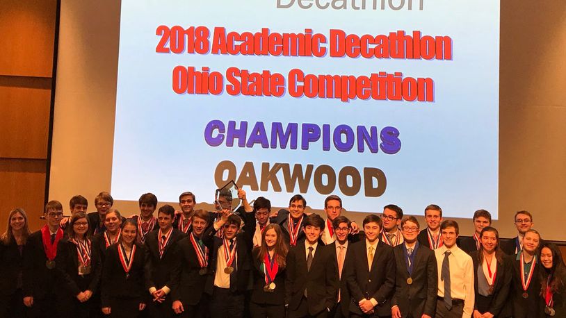 Oakwood’s Academic Decathlon team won the 2018 state championship and is preparing for national competition in April. CONTRIBUTED PHOTO