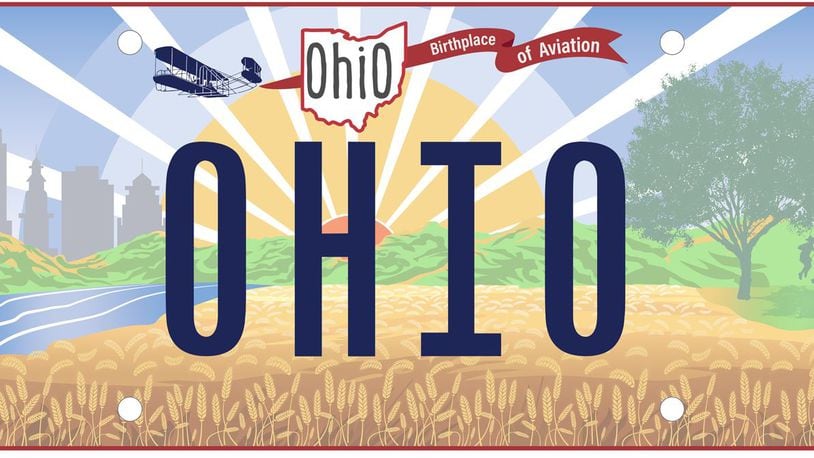 The new Ohio license plate depicted the Wright Flyer backward, but will be fixed before distributed, the state says.