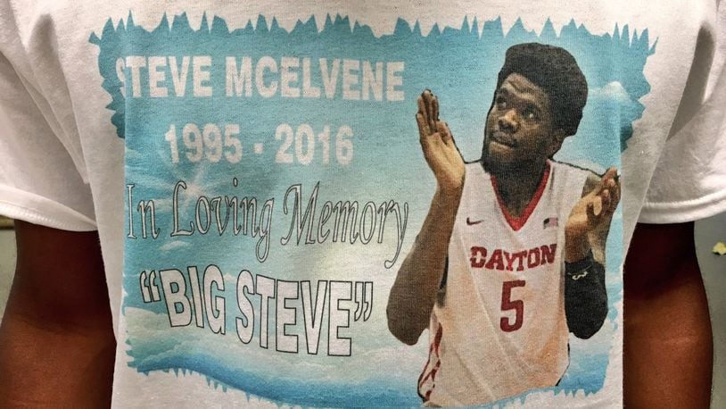 Family and friends of Steve McElvene wore these T-shirts during a visitation for the late McElvene on Friday, May 20, 2016, at the Abundant Life Church in Fort Wayne, Ind. David Jablonski/Staff