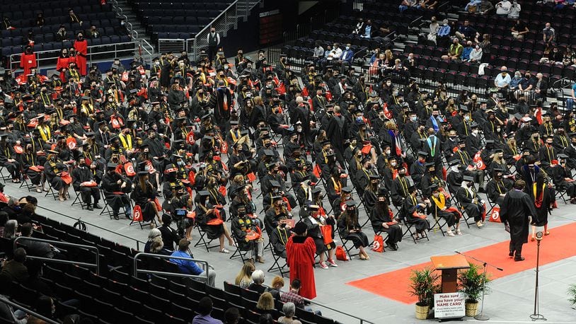 Sinclair Community College graduation was held at the University of Dayton Arena Thursday, May 6, 2021. MARSHALL GORBY\STAFF