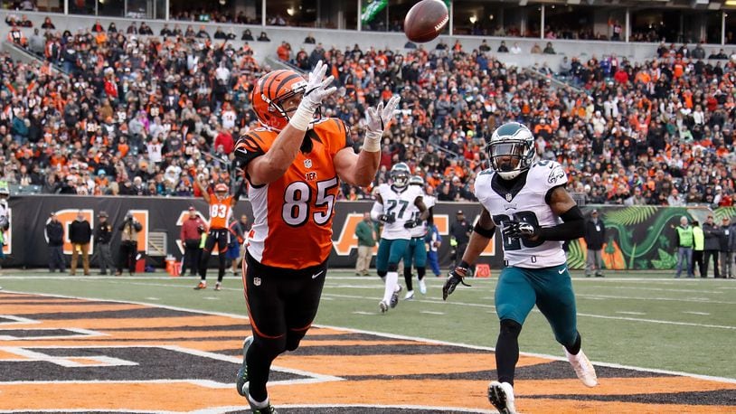 The return to health of both Bengals tight end Tyler Eifert, seen here catching a touchdown pass last season against the Eagles, and wide receiver A.J. Green is cause for optimism for Cincinnati. Add rookie wide receivers John Ross and Josh Malone and running back Joe Mixon, and the Bengals are aiming to be one of the most potent offenses in the NFL.