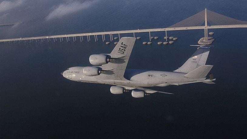 A KC-135R Stratotanker assigned to the 6th Air Refueling Wing, 91st Air Refueling Squadron, at MacDill Air Force Base, Fla., flies a training mission over central Florida. The KC-135’s principal mission is air refueling. This asset greatly enhances the U. S. Air Force’s capability to accomplish its mission of global engagement. It also provides aerial refueling support to U.S. Navy, U.S. Marine Corps and allied aircraft. (U.S. Air Force photo/Master Sgt. Keith Reed)