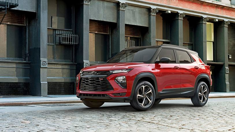 This photo provided by Chevrolet shows the 2022 Chevrolet Trailblazer RS, a small crossover that competes in a crowded field of extra-small SUVs. It's one of the best compacts around and offers lots of features and a spacious cabin. (Courtesy of General Motors via AP).