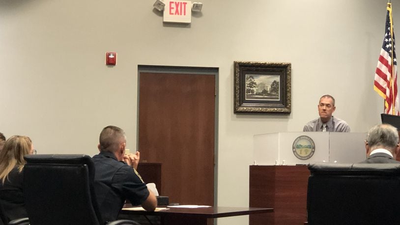 Springboro High School Principal Kyle Martin testifies in Warren County Juvenile Court. STAFF/LAWRENCE BUDD