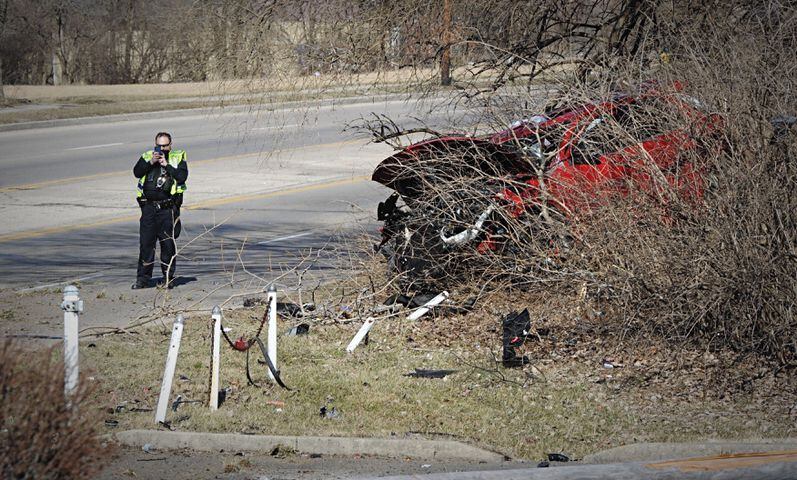 PHOTOS: Police crews respond to single-car crash in Dayton