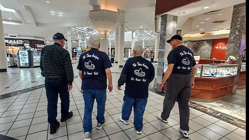John Smith and "The Three Amigos" (Ralph Amos, Howard Medley & Wilhelm Thie) walking on Jan. 24, 2024 at The Mall At Fairfield Commons in Beavercreek, Ohio. (CONTRIBUTED)