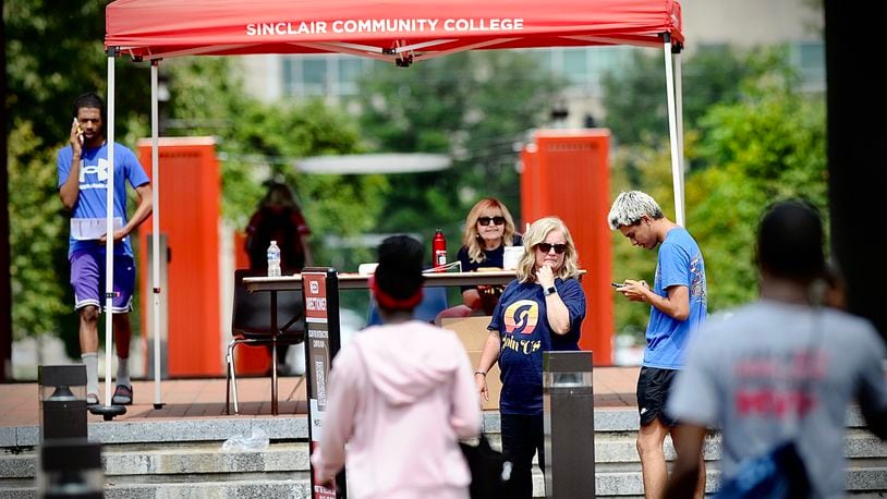 Students return to Sinclair Community College Monday, August 21, 2023 for the first day of classes. MARSHALL GORBY\STAFF