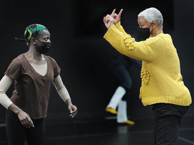 Dayton Contemporary Dance Company Chief Artistic and Producing Director Debbie Blunden-Diggs works with the company dancers Thursday Feb. 10, 2022. MARSHALL GORBYSTAFF