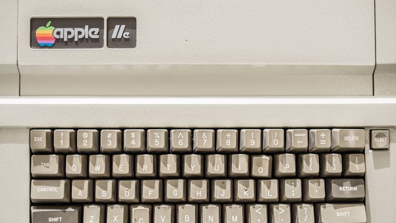 Apple IIe, release date January 1983, exhibited at MacPaw's Ukrainian Apple Museum in Kiev, Ukraine on January 26, 2017. A man recently found his IIe in his parents' attic and it still worked.