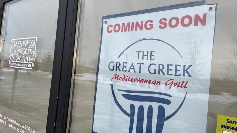 The Great Greek Mediterranean Grill is coming soon to the former location of Which Wich Superior Sandwiches at 5409 Cornerstone N. Blvd. in Centerville. NATALIE JONES/STAFF