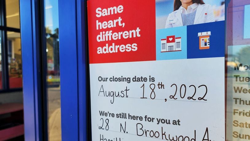 The CVS pharmacy located at 1115 High Street in Hamilton will close Thursday, Aug. 18, 2022, as part of a national store reorganization announced last year. NICK GRAHAM/STAFF