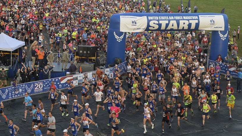 The 21th running of the Air Force Marathon will take place Sept. 16 at Wright-Patterson Air Force Base, and thousands of runners from around the world are scheduled to participated in the event. (U.S. Air Force photo)