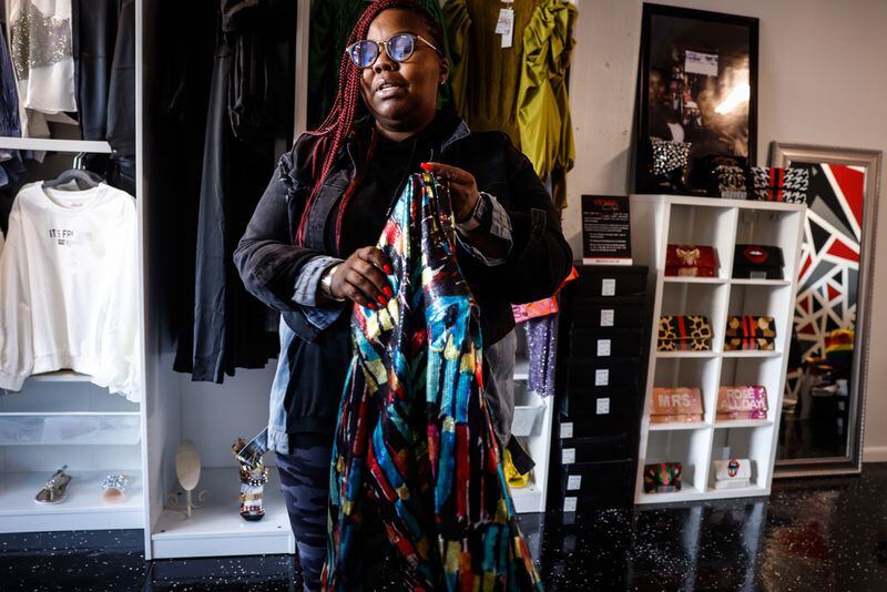 Davia Allen is the owner of Vidia’s Closet in St. Clair Lofts in Dayton. Small business Saturday is a great time to visit local businesses. Jim Noelker/Staff