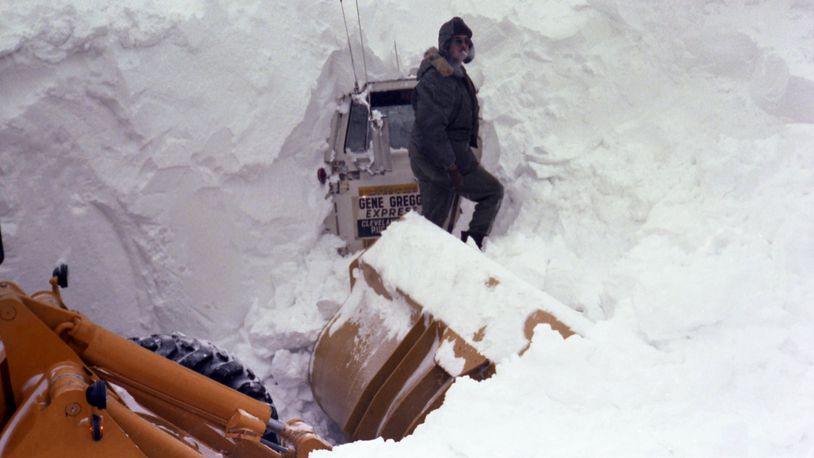 During the Blizzard of 1978 between one and three feet of snow fell in Ohio. Winds averaged between fifty and seventy miles per hour, creating snowdrifts as deep as twenty-five feet. Photo courtesy the Ohio State Highway Patrol.
