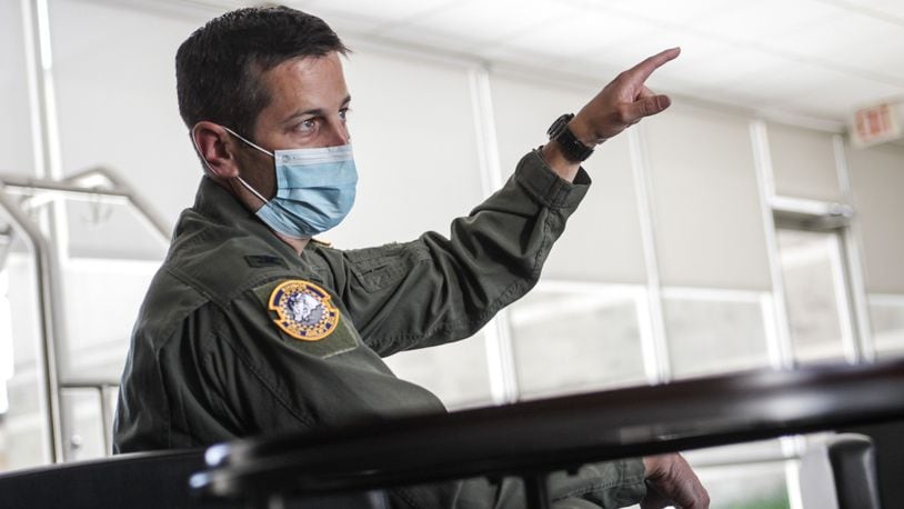 Air Force Col. Hans Otto, commander of the 445th Aerospace Medicine Squadron, talks about his experiences helping patients with coronavirus in New York City. JIM NOELKER/STAFF