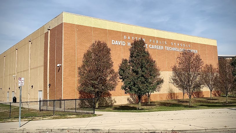 David H. Ponitz Career Technology Center sheltered in place Monday morning, Nov. 6, 2023, due to a social media post by a student claiming to have brought a firearm to the school. No weapons were found, police said. MARSHALL GORBY \ STAFF