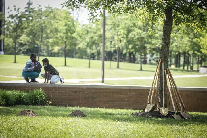 PHOTOS: Sculpture at WSU honors African-American fraternities, sororities