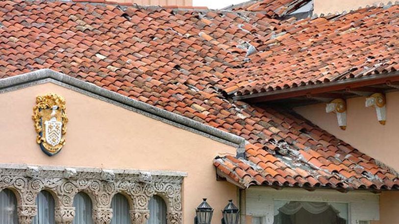 The roof of the historic main residence at The Mar-a-Lago Club sustained damage during Hurricane Wilma in 2005. Daily News File Photo