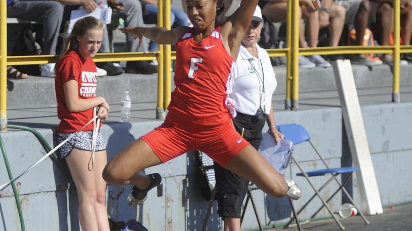 Fairfield junior Monica Johnson was ninth in the long jump (16-7) during the D-I regional track and field meet at Dayton’s Welcome Stadium on Friday, May 26, 2017. MARC PENDLETON / STAFF