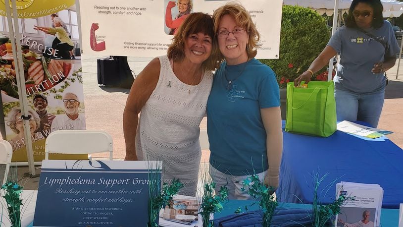 Franci Schwab, right, with Terri Baldasare, who started the Living With Lymphedema foundation