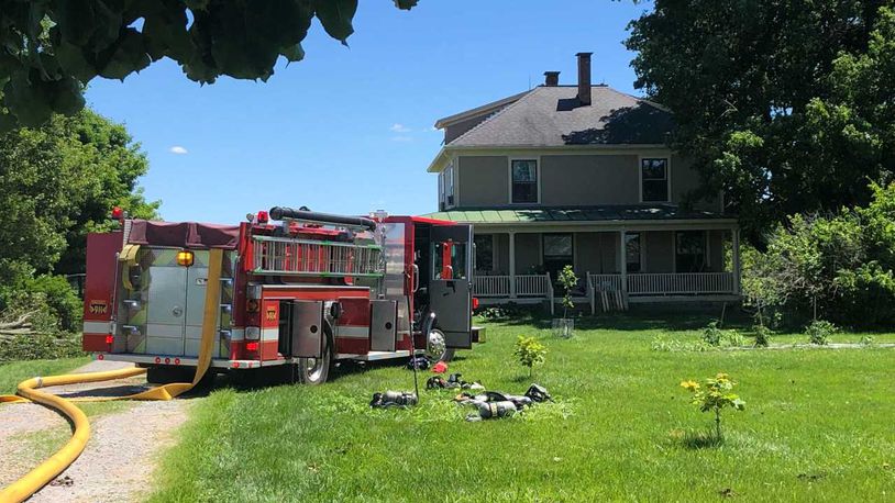 Firefighters responded to a flash fire/explosion inside a home in Washington Twp., Warren County on Tuesday. The State Fire Marshal and the Occupational Safety and Health Administration is investigating the incident that injured two geothermal heating installers and damaged the house in the 10000 block of Wilmington Road. Photo courtesy of WCPO.