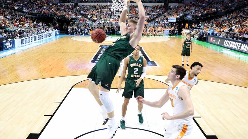 DALLAS, TX - MARCH 15: Loudon Love #11 of the Wright State Raiders dunks the ball in the second half against the Tennessee Volunteers in the first round of the 2018 NCAA Men’s Basketball Tournament at American Airlines Center on March 15, 2018 in Dallas, Texas. (Photo by Ronald Martinez/Getty Images)