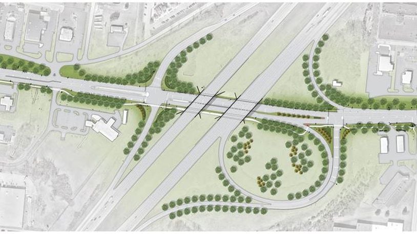 This is an artist's rendition of how the improvements of the Interstate 75/Ohio 73 interchange will look like after the final buildout in 2024/2025. This rendition is a view to the north with Franklin on the left, and Springboro, on the right. CONTRIBUTED/CITY OF SPRINGBORO