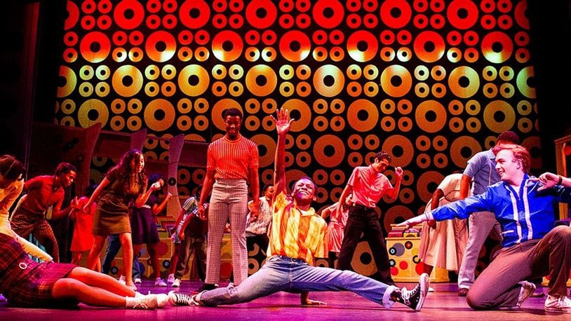 (left to right) Ana Smith (Penny Pingleton), Mark Antony Howard (Seaweed J. Stubbs) Kyle Bates (Link Larkin) and the cast of Muse Machine s production of “Hairspray.” (Contributed photo)