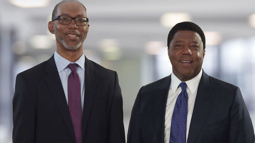 Catholic Health Initiatives CEO Kevin Lofton and Dignity Health CEO Lloyd Dean. The two now share the role of CommonSpirit CEO. PRESS RELEASE