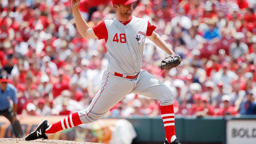 CINCINNATI, OH - JULY 07: Jared Hughes #48 of the Cincinnati Reds pitches in the fifth inning against the Cleveland Indians at Great American Ball Park on July 7, 2019 in Cincinnati, Ohio. (Photo by Joe Robbins/Getty Images)