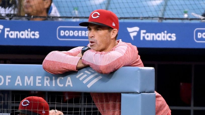 Reds hitting coach Turner Ward looks on during the first inning on Jackie Robinson Day at Dodger Stadium on April 15, 2019 in Los Angeles, California. (Photo by Harry How/Getty Images)