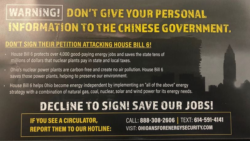 Flier Ohioans are getting in the mail from Ohioans for Energy Security group.