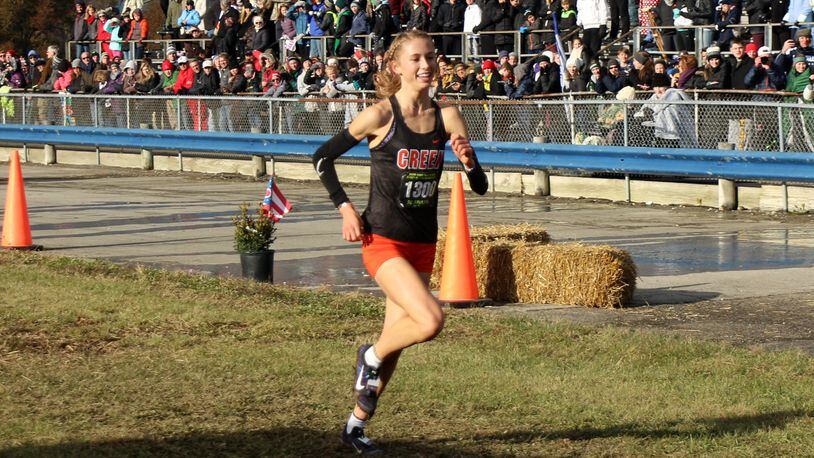Beavercreek’s Taylor Ewert won the Division I state cross country championship Saturday at National Trail Raceway in Hebron. Greg Billing/CONTRIBUTED