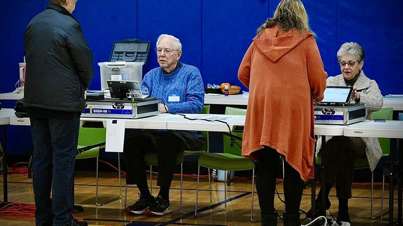 Voters turn out at the Fairhaven church in Centerville to vote Tuesday, March 19, 2024. MARSHALL GORBY\STAFF