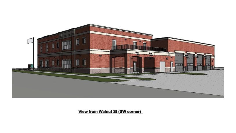 Proposed drawing for Troy fire station.