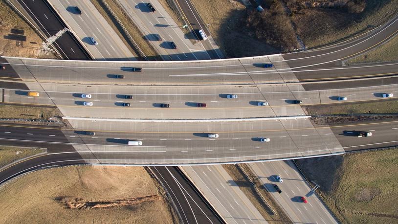 The U.S. 35 and I-675 interchange.  The suburban communities along the I-675 corridor and northern I-75 corridor possess better access to opportunities, according to the report. TY GREENLEES / STAFF