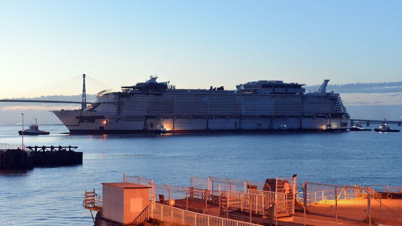 Royal Caribbean’s newest Oasis-class ship, Symphony of the Seas, under construction at the STX shipyard in France. The ship is scheduled to be delivered in 2018. (Royal Caribbean International)