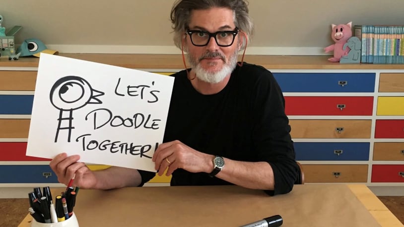 Mo Willems, an award-winning children’s book author and artist, is now offering free lunchtime art classes from his home studio. CONTRIBUTED