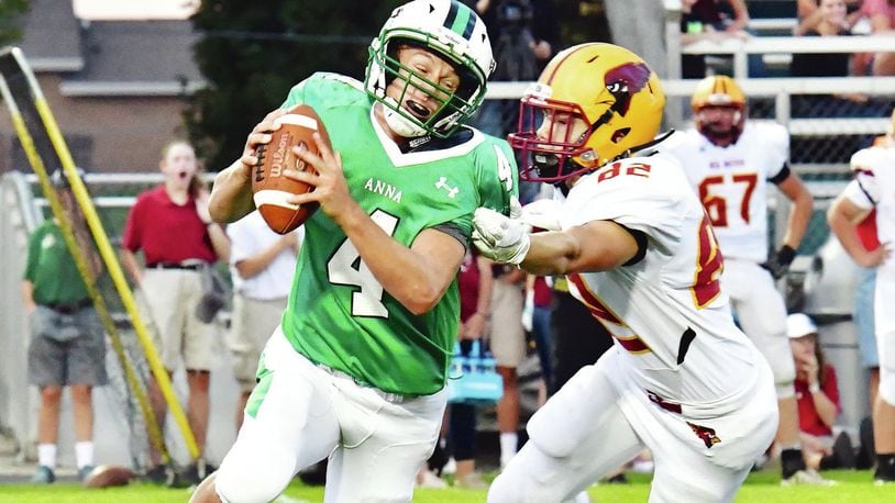 Anna High School senior QB Bart Bixler ranks in the top three for rushing and touchdowns in the Midwest Athletic Conference. JASON ALIG / SIDNEY DAILY NEWS